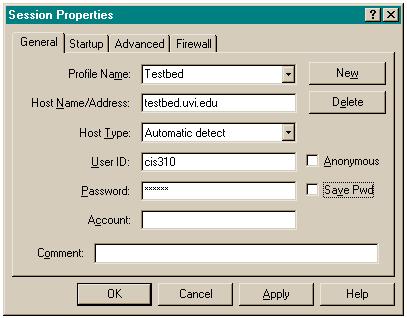 WSFTP Session Profile